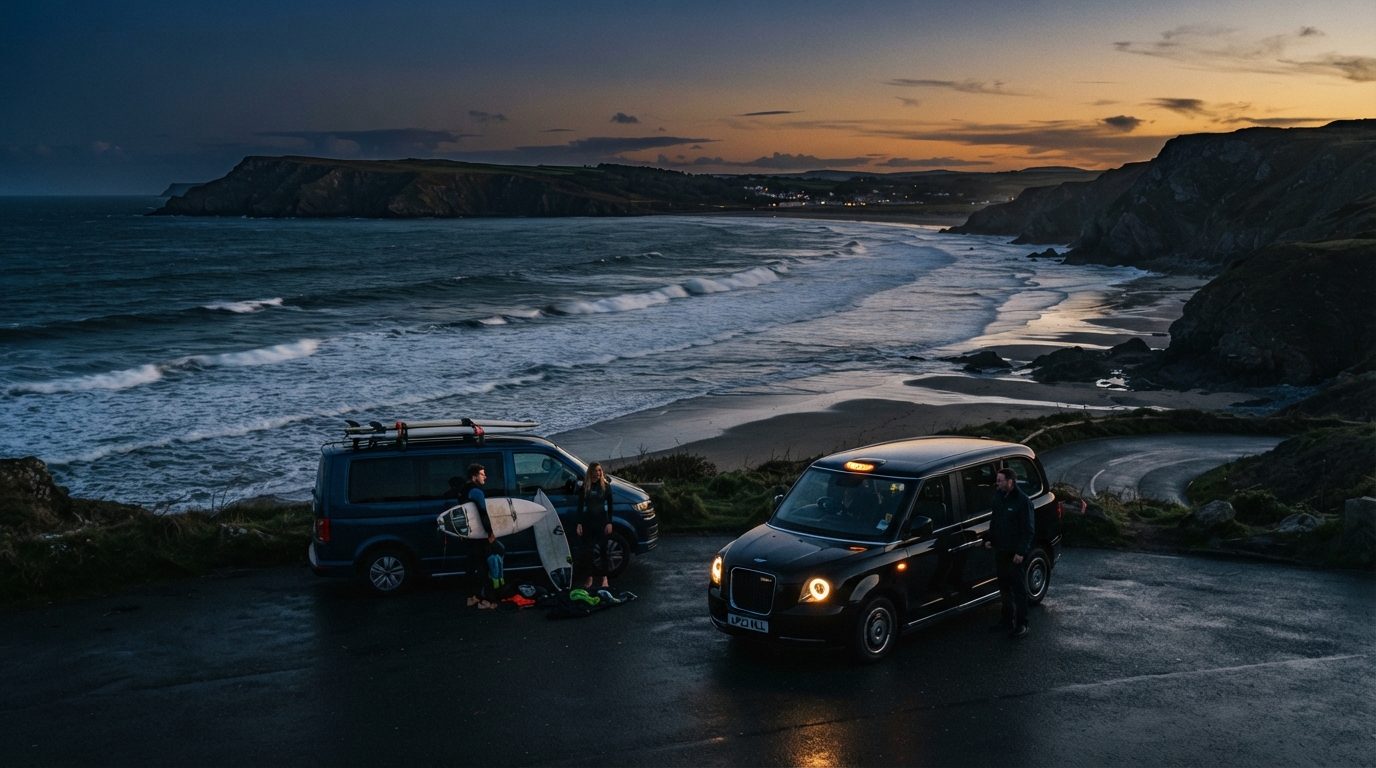 Atmospheric high-end editorial twilight photography of Porth Neigwl (Hell's Mouth) bay near Abersoch on the Llŷn Peninsula in North Wales