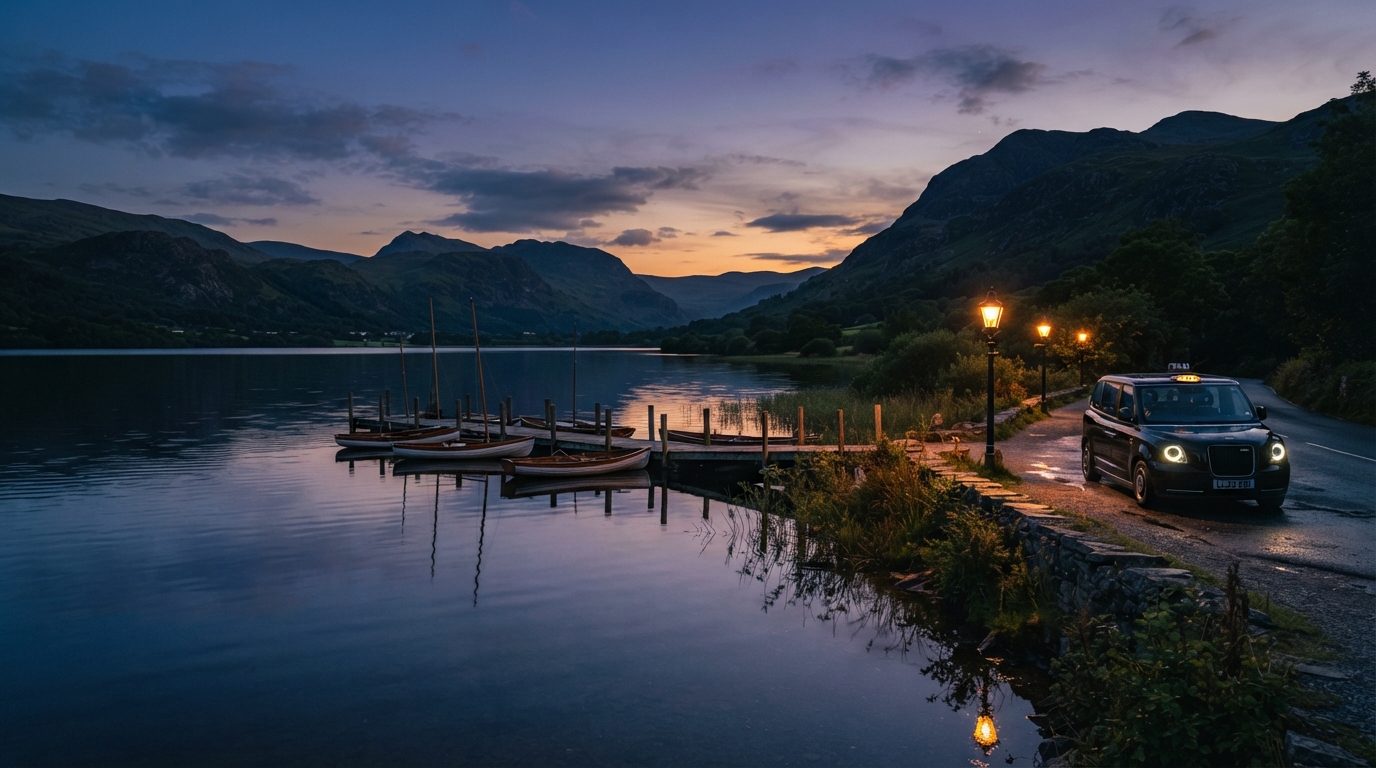 Charming high-end editorial twilight photography of Llyn Tegid (Bala Lake) in Eryri (Snowdonia) North Wales at dusk