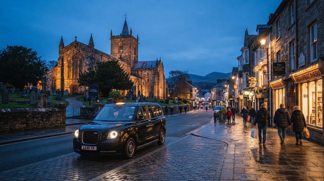 Bangor Cathedral & High Street • Historic Gwynedd City Centre at Twilight