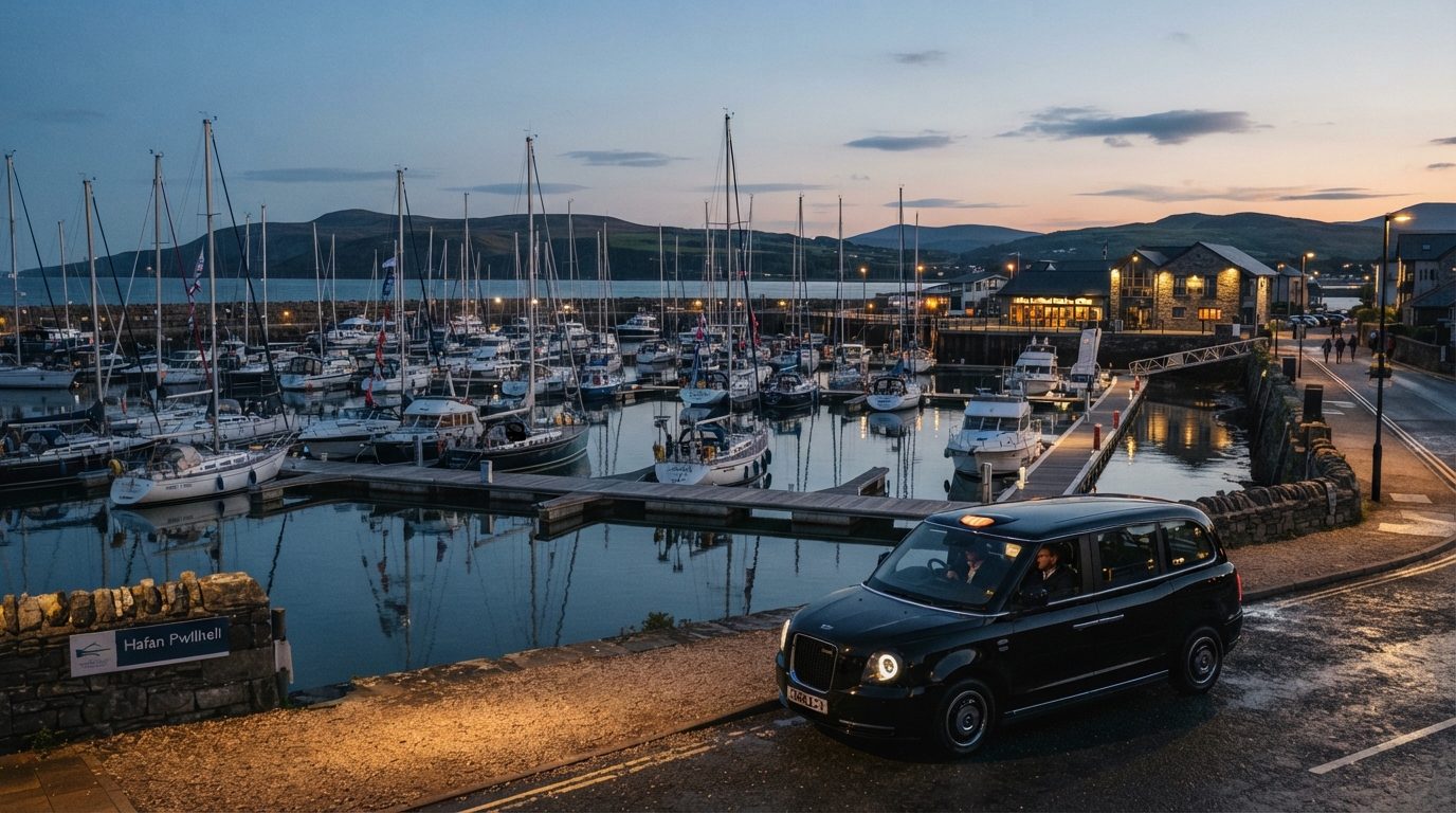 Hafan Pwllheli Marina on the Llŷn Peninsula at twilight